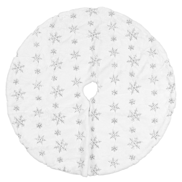 35,4 tum rund julgransmatta - Mjuk och bekväm vit julgransfotmatta för hem eller butik - Silver