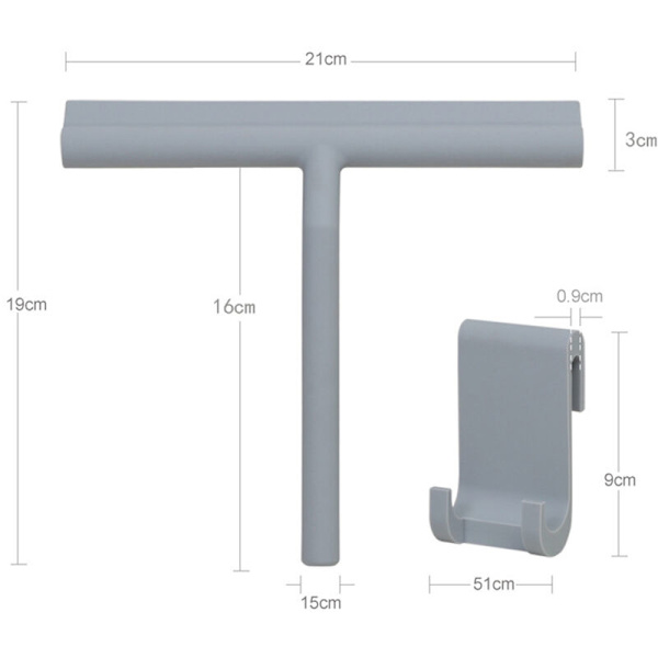 Hvid silikone skraber + S-krog Silikone glas skraber Bæltekrog Silikone visker, til hjemmekøkken, toilet, badeværelse