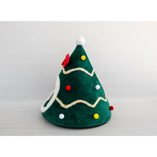 Christmas Cat Hat Cat House Tuulenpitävä Nest Joulun lämmin kissansänky talveksi Mukava kissan talon sänky, vihreä
