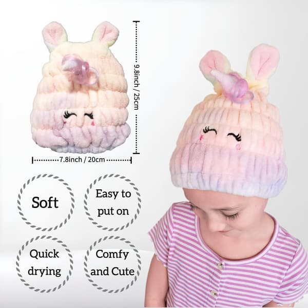 Håndkle til barns hår, Håndklewrap til barn, Søt & Myk Mikrofiber