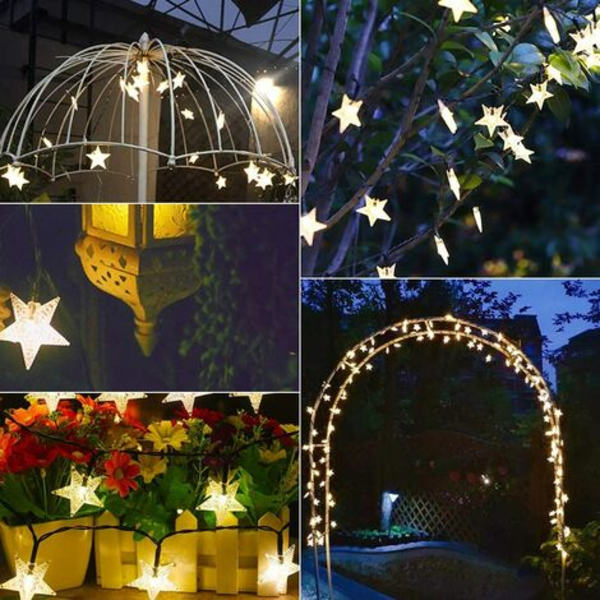 Solar String Lights Outdoor, 12M 100 LED Solar String Lights Outdoor IP65 Vattentät 8 lägen Dekorationsljus för trädgård