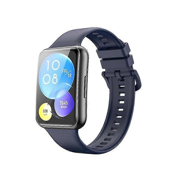Ensfarvet silikone urrem til Huawei Watch Fit 2 Blue