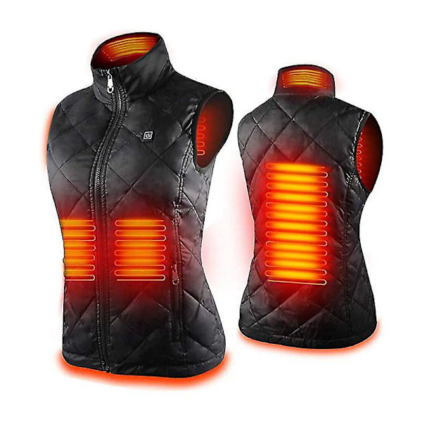 Dame Opvarmet Vest Med Hals Varme Jakke XL Black