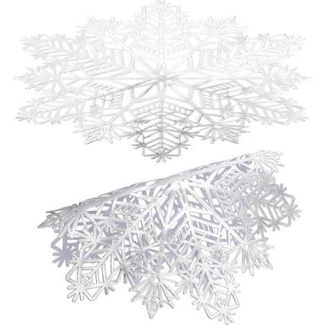Julebrikker med snøfnuggmønster til fest, sett med 2, hvite, laget av PVC.