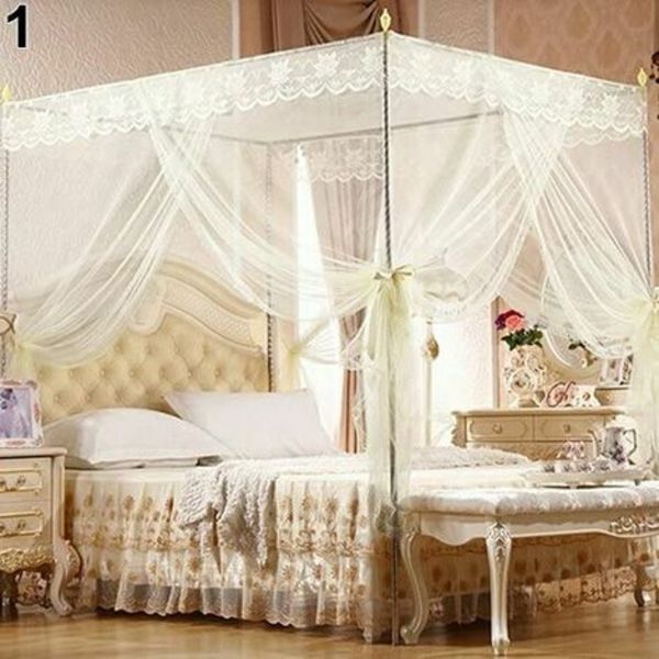 Myggnät, ramlöst romantisk Princess Spets Canopy Myggnät för dubbel queen size-säng（120*200 cm）