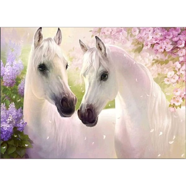 5d diamond painting , målning efter siffror , 5d diamond painting, diamond painting två vita hästar, kristall strassbroderi, korsstygn