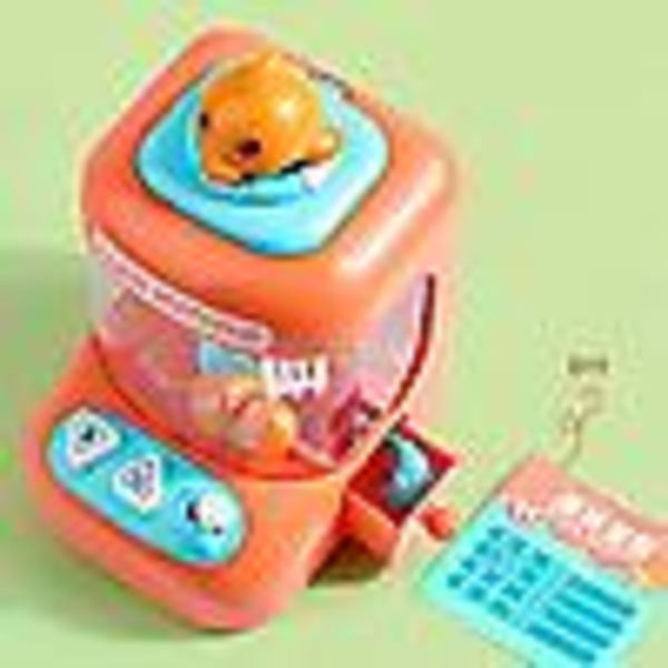 Tecknad klo Maskin Leksak Med Ljus Dockor Griping Machine Mini Catch Stuffed Machine Interaktiva leksaker for flickor Barn(Orange)