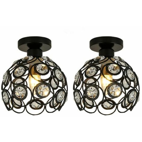 Sæt med 2 Moderne Industriel Krystal Metal Loftslampe Ø 20cm, Lysophæng Lysekroner Lampeskærm Loftslampe