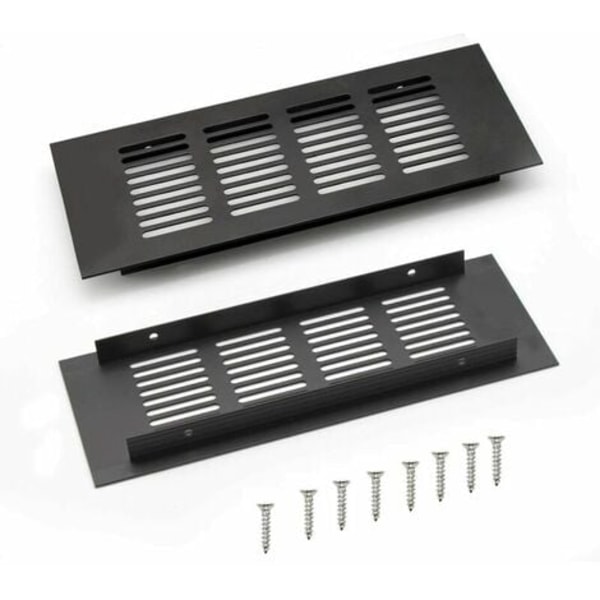 Infällda aluminiumventilationsgaller, 200 mm vinkelventilationsgaller för garderobs- och sovrumsventilation (svart)