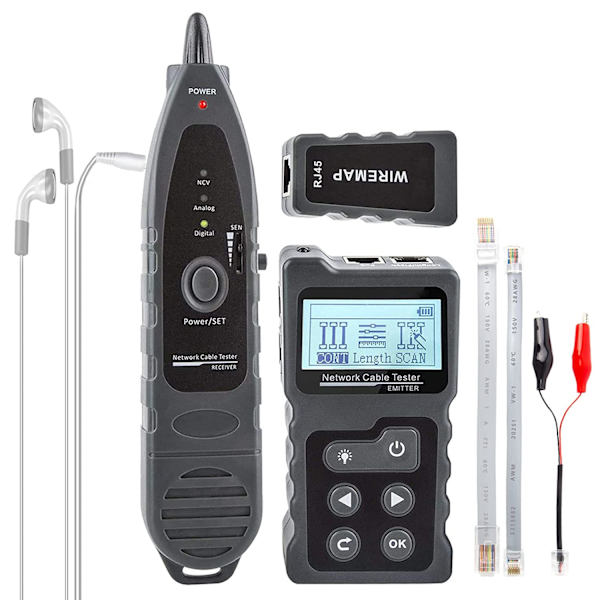 Avansert kabeltester med flerfunksjons PoE Wire Tracker Nettverkskabeltester Tonerkabelverktøysett med bag Audio Prob