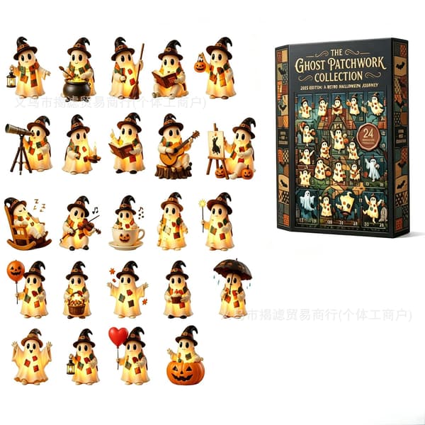 Halloween Spøkelsesadventskalender 2026 - Overraskende Blindboks for Barn og Voksne Samleobjekt E Collectible Toy E 26*18*3cm