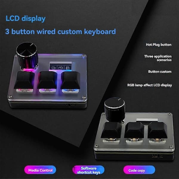 3-tasters kablet brugerdefineret tastatur med blå switch til OSU-spil—ht