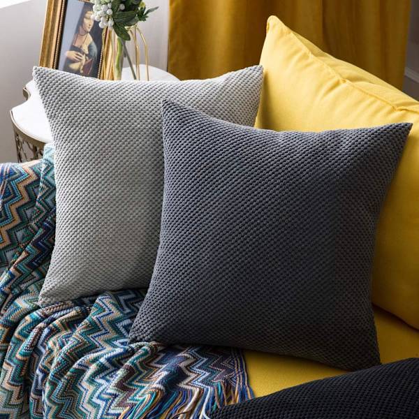 Sæt med 2 ananas piller pudebetræk Blødt solidt dekorativt firkantet pudebetræk Puder til sovesofa bil 16"x16", 40x40cm mørkegrå,