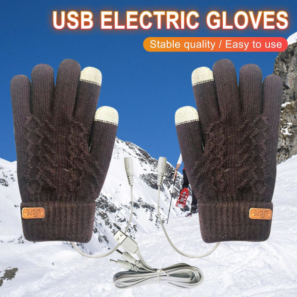 USB uppvärmda handskar Eluppvärmda vantar Dam Vinter Varm dubbelsidig uppvärmning Hela händer USB -uppladdningsbara handskar Multicolor