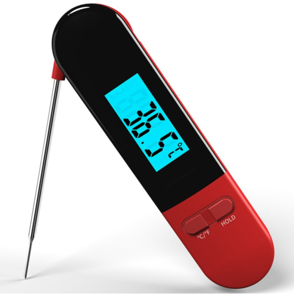 Kjøkken Hjemmebaketermometer Sammenleggbar rustfritt stål sondetermometer Rød