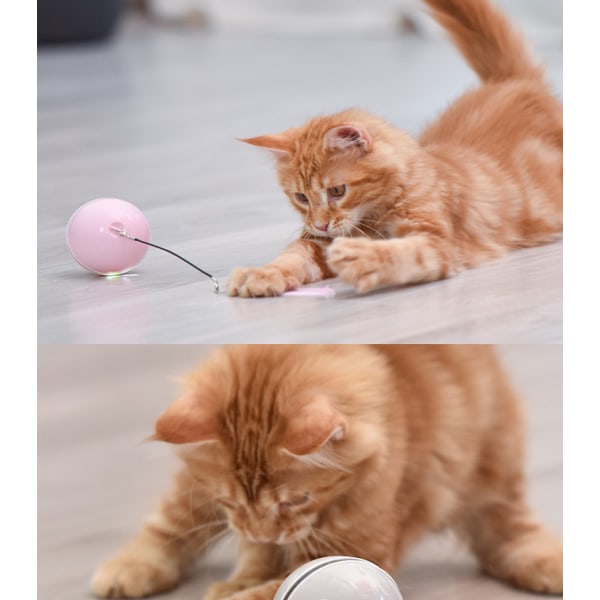Pet Cat Toy LED Lysende Funny Cat Ball USB Lading Smart Funny Cat Toy Electric Ball (Ny grå)