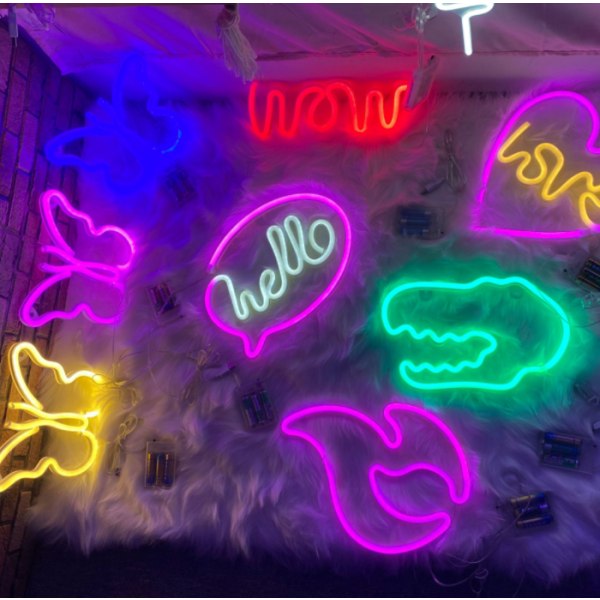 LED neonlys, kreativ neon soveværelse dekoration baggrundslys (blå WOW),