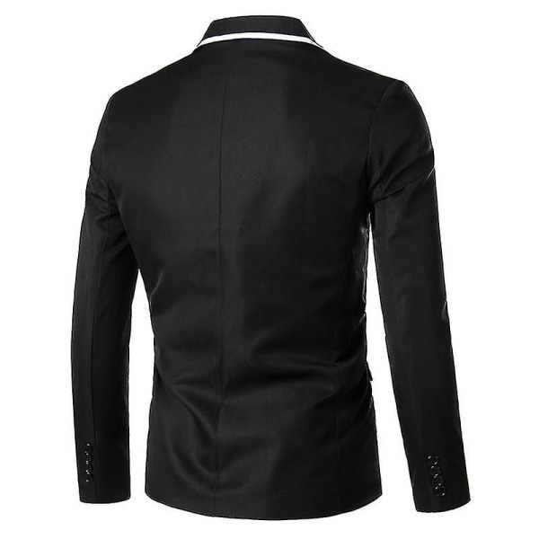 Menn Blazer Lett Uformell Solid One Button Slim L Black