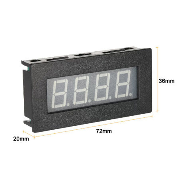 2 digitale speedometer, rød og blå vist med fire digitale rør, rød og blå