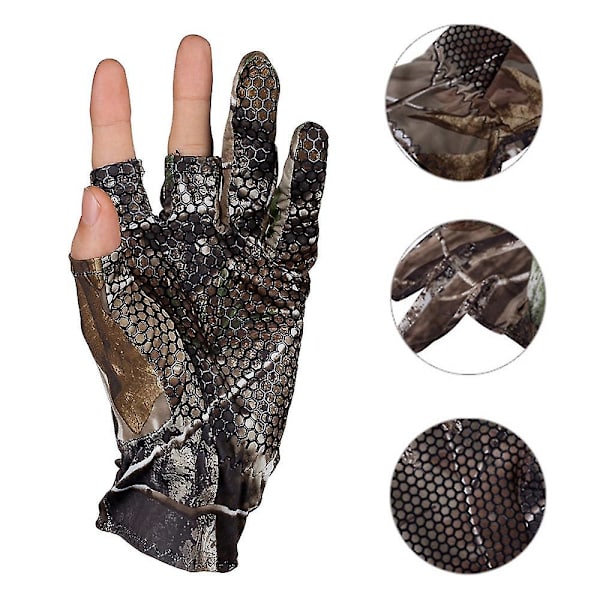 Fiskehandsker Camouflage Elastiske Campinghandsker L