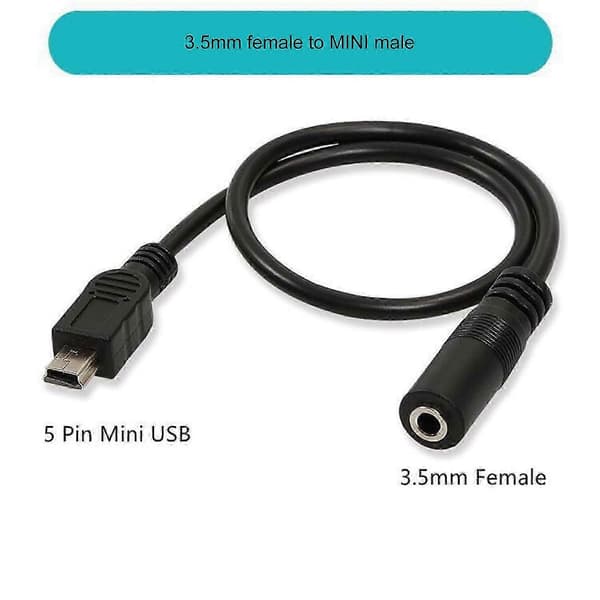 Mini USB til 3,5 mm mikrofonkabel for lydopptak adapterkabel mikrofonadapterkabel 1M