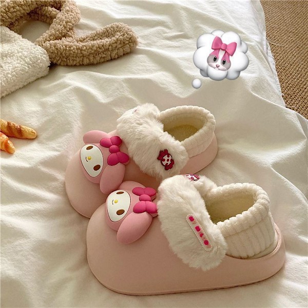 Vandtætte bomuldsslippers til kvinder efterår og vinter 2024 nye aftagelige pels plys slippers Pink 38-39