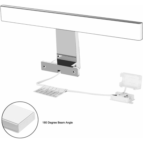 LED Baderomsspeillys 5W 230V 500lm, IP44 Vanntett 30cm Baderomsklemmelys, Nøytral Hvit 4000K, Ingen Strobelys