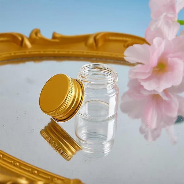 [HT]5st 10ml Små Glasburkar Flaskor Skruvlock Förvaringsburk Minibehållare Transparenta Provrörsflaskor gold
