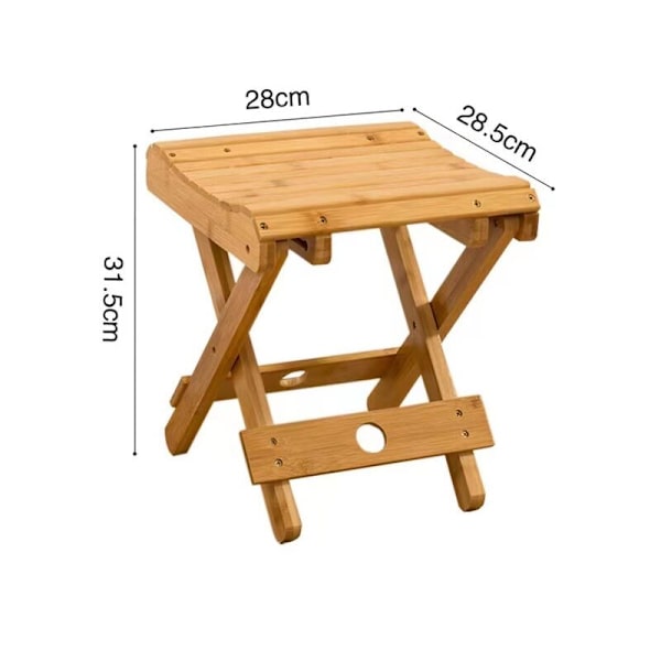 Bambu hopfällbar pall Liten bärbar bänk duschpall Lämplig för badrum bastu Spa höjd 31,5 cm