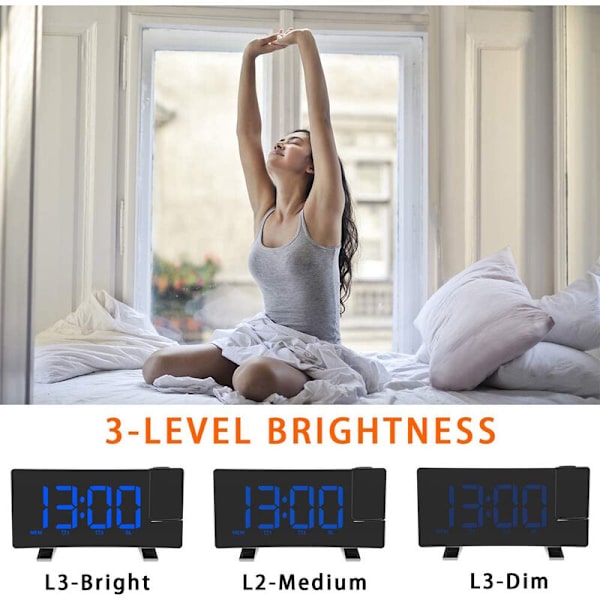 Blå Alarm Clock Radio USB Dual Charger Vækkeur til Heavy Sleepers Digital Clock Radio