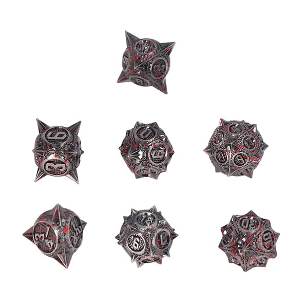 7 STK Metallterningsett Polyhedral Bærbart Brettspillterning Balansert Rulling Vintage Bordspilltilbehør Blodfarget