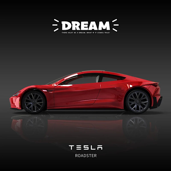 Dröm 1/64 Tesla Roadster Diecast modellbil Enjoying Platinum