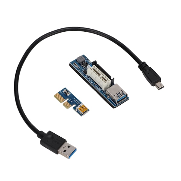 PCI-E 1X förlängningskabel Riser Card Power USB Extender 30cm Svart