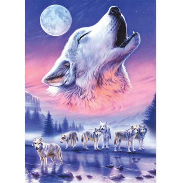 Moon Wolf diamantmaleri (25x35 cm)