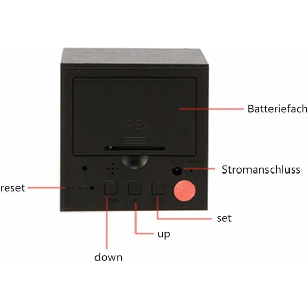 (Musta, 6x6x6cm) LED digitaalinen herätyskello, puukello, puu[ht]