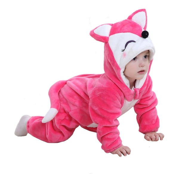 Baby Dinosaur kostym Barn Söt Hoodie Jumpsuit Halloween Rose Fox 0-3 Months