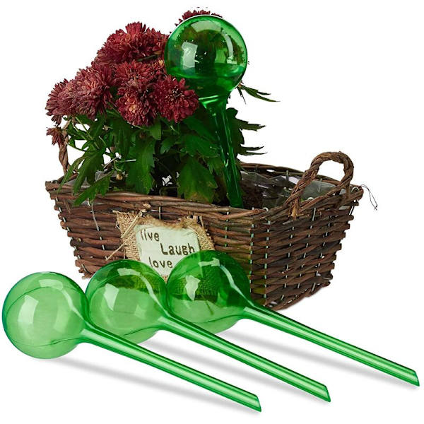 4 store automatiske blomstervandingskander Hjem Nedsivning Blomsterkugle Irrigator 8cm Grøn