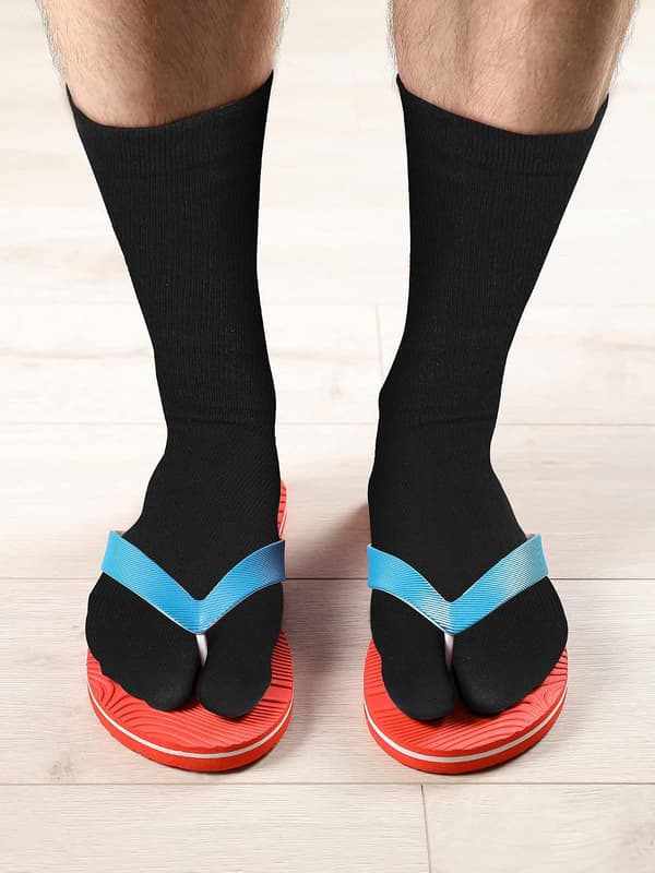 9 par flip-flop-sokker Tabi Split Toe for menn og kvinner (svart)