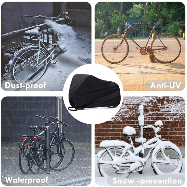 Vanntett sykkeldeksel for 1 sykkel, store sykkeldeksler for utendørs oppbevaring, 210D nylon for doble sykler/vegsykkel/2 barnebi.
