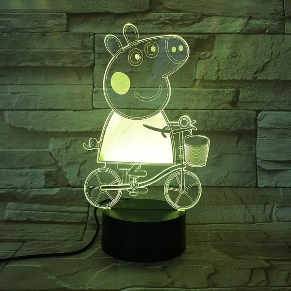 Peppa Pig fargerik touch + USB + 3d liten bordlampe vision kreativ nattlys Valentinsdag gavelys, for levende
