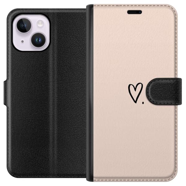 [HT]Kompatibelt pungcover til Apple iPhone 15 Plus Hjerte Lommeboketui