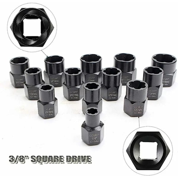 13 ST. Socket Mutter Extractor Set ∣Socket Set Rundad Bult Extractor∣Sexskruvutdragare