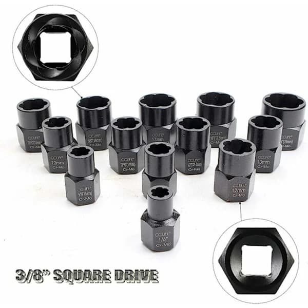 13 STK socket mutter extractor sett ∣ socket sett avrundet bolt extractor
