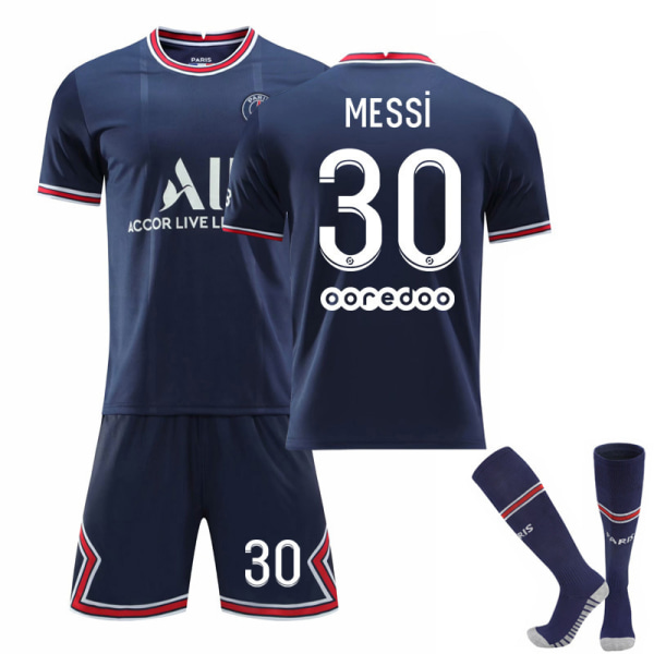 Soccer Kit Soccer Jersey Training T-paita nro 30 Messi Blue kids 24(130-140cm)