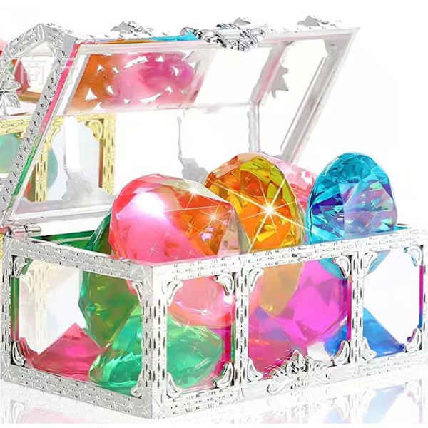 2-pack Piratskattkista Akryl Ädelsten Barn Sommarpool Dykning Scavenger Hunt Set Leksaker
