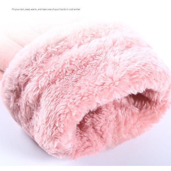 Naisten talvihanskat plus samettia paksu lämmin sisällä söpö saksalainen samettikosketusnäyttö syksyn ja talven kylmänkestävä sähköauto Pink Gloves