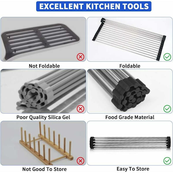 37 cm lang 18 rørs rustfritt stål kraftig bestikkholder for bestikk, tallerkener, kopper, flasker,