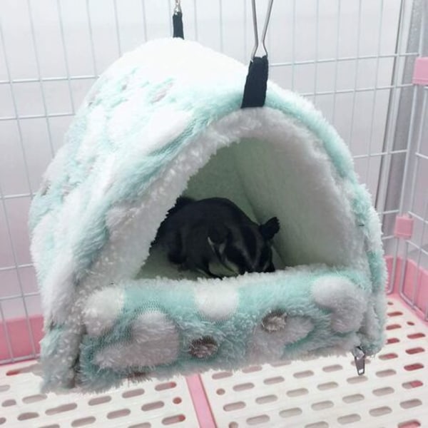 Gnagere Sovende Plysj Leke Liten Hamster Hus Hengekøye Leke Seng Hus for marsvin Kanin Chinchilla Ilder, Cyan 14x12c