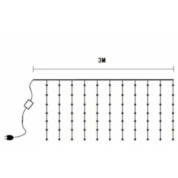 Gardinlys 300 LED Gardinlys 3M*3M 8 lystilstande Vandtæt IP44 udendørs og indendørs, dekoration til jul
