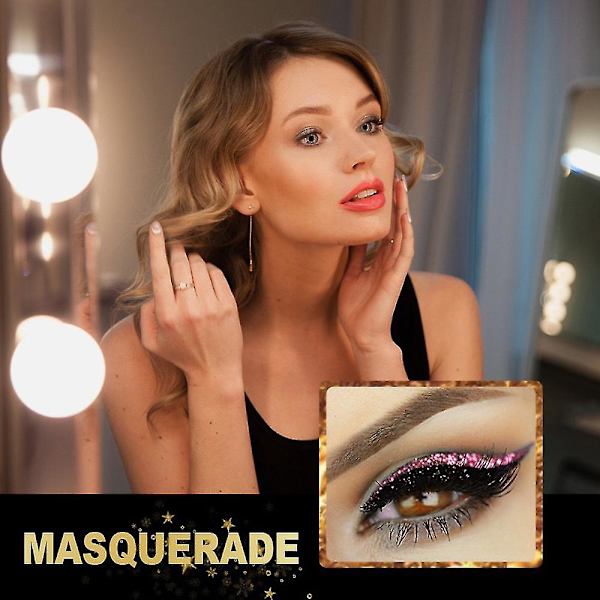 4 paria uudelleenkäytettäviä glitter-silmärajatarroja Pink